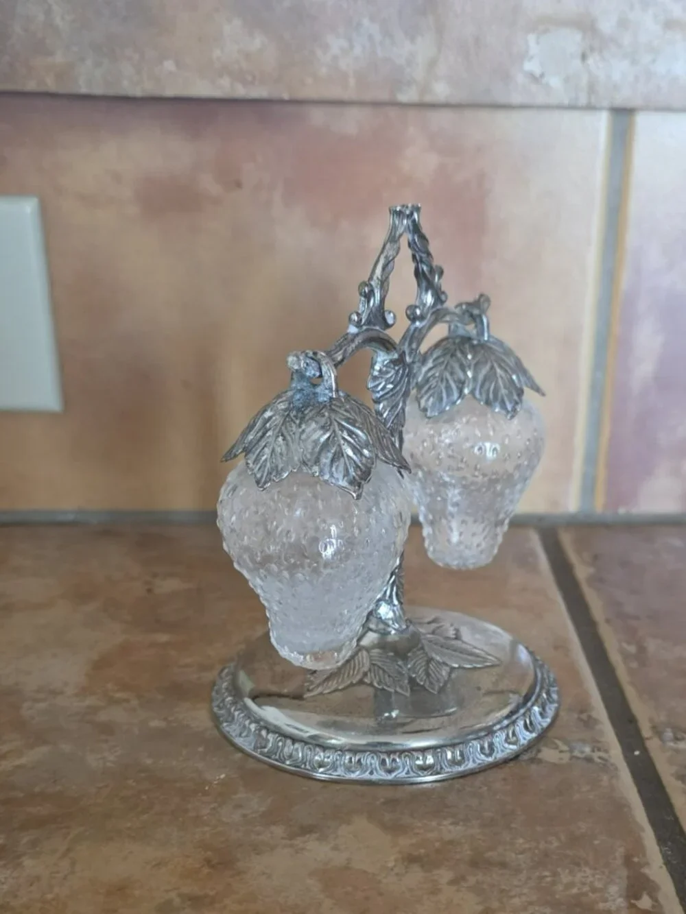 Vintage Table Glass and Silver Plated Decorative Dining Item for the Dining Room